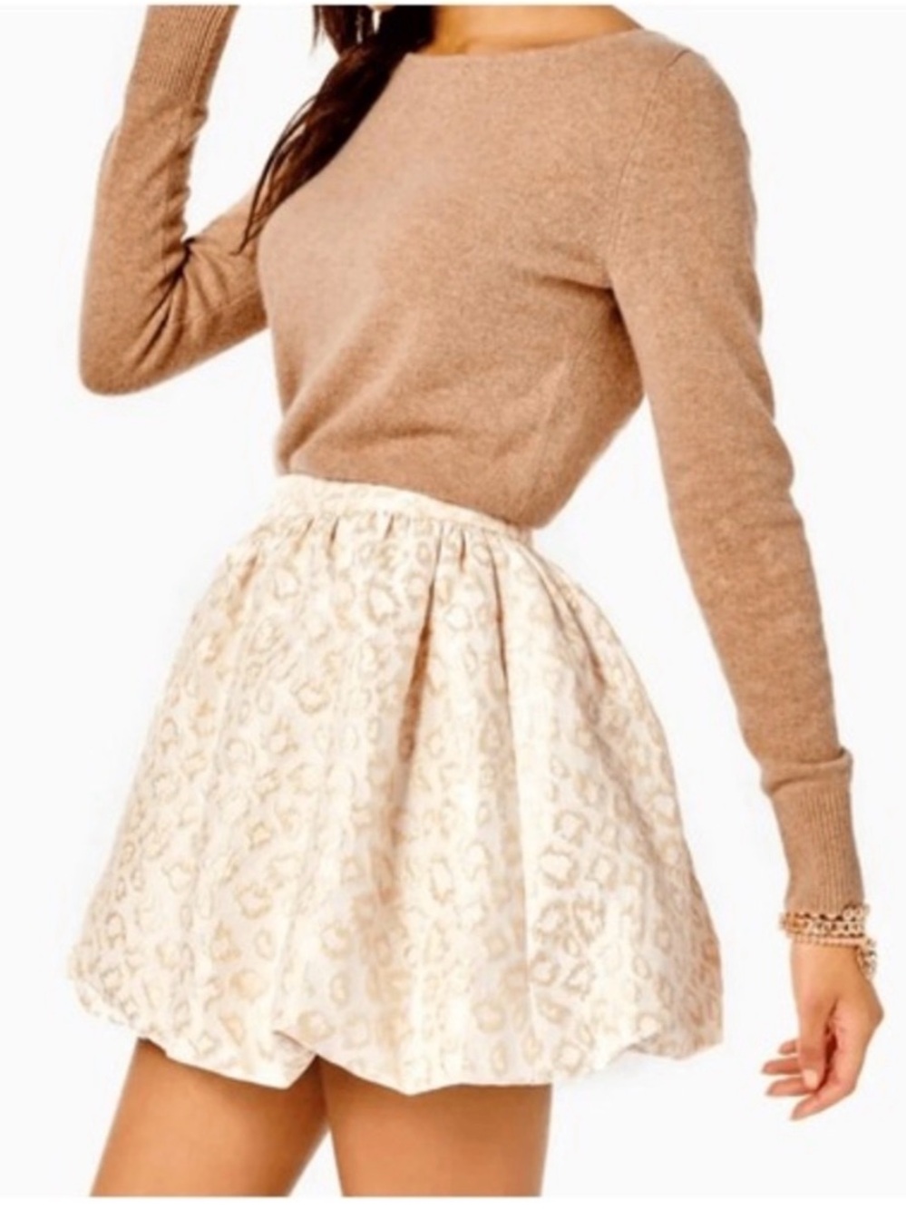 Lilly Pulitzer Leah Animal Print Bubble Hem Cream/Gold Skirt NWT Sz 6